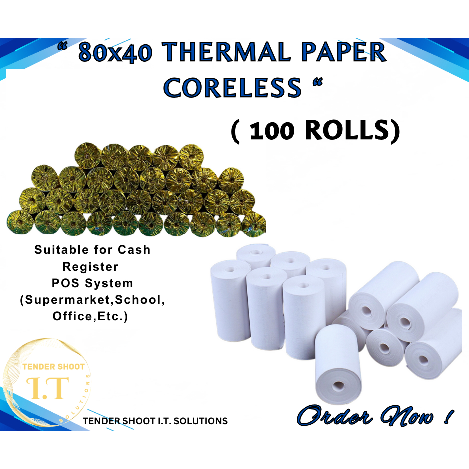 Rolls Of Pos Coreless Thermal Paper X X Mm Mmx Mm For