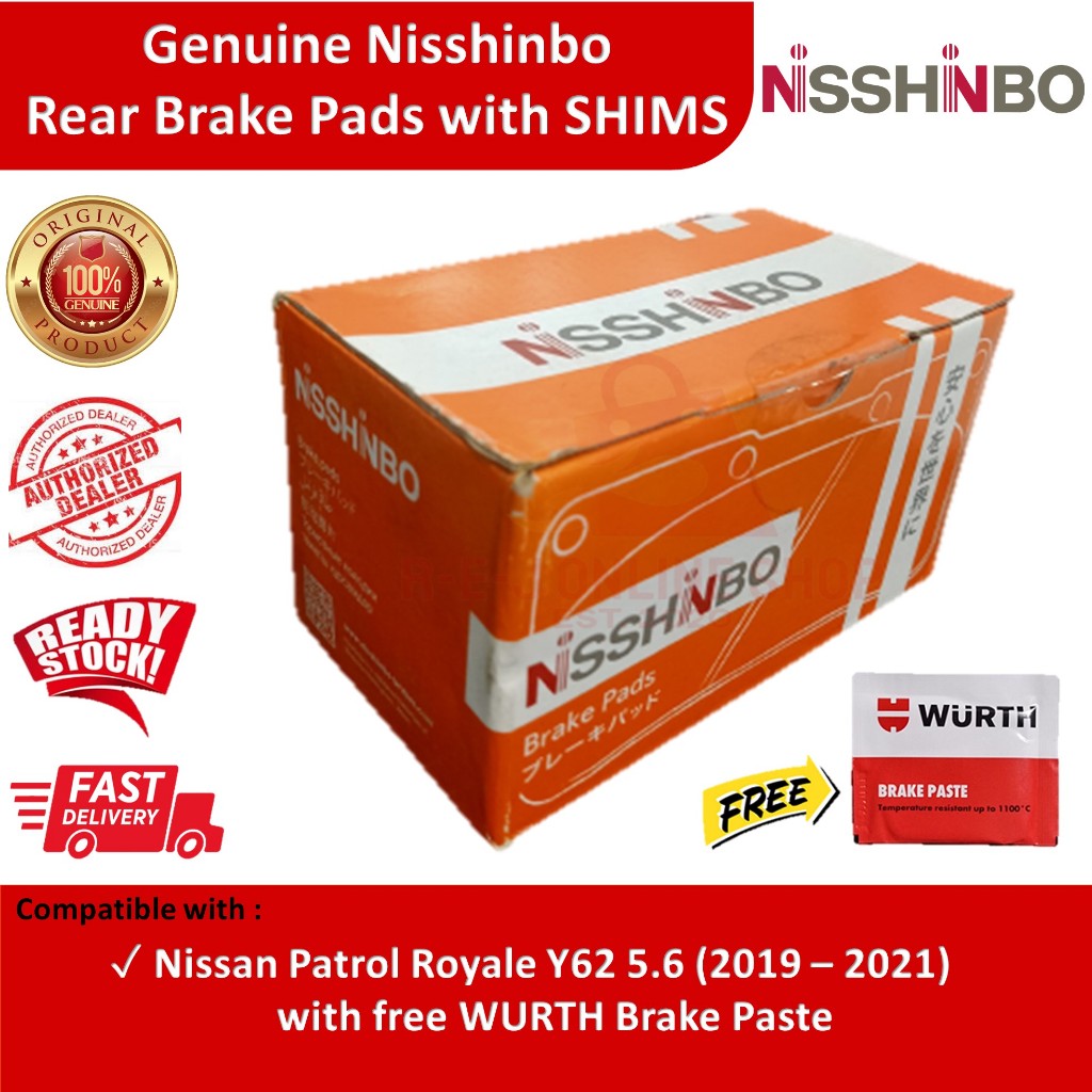 Genuine Nisshinbo Rear Brake Pads With SHIMS For Nissan Patrol Royale