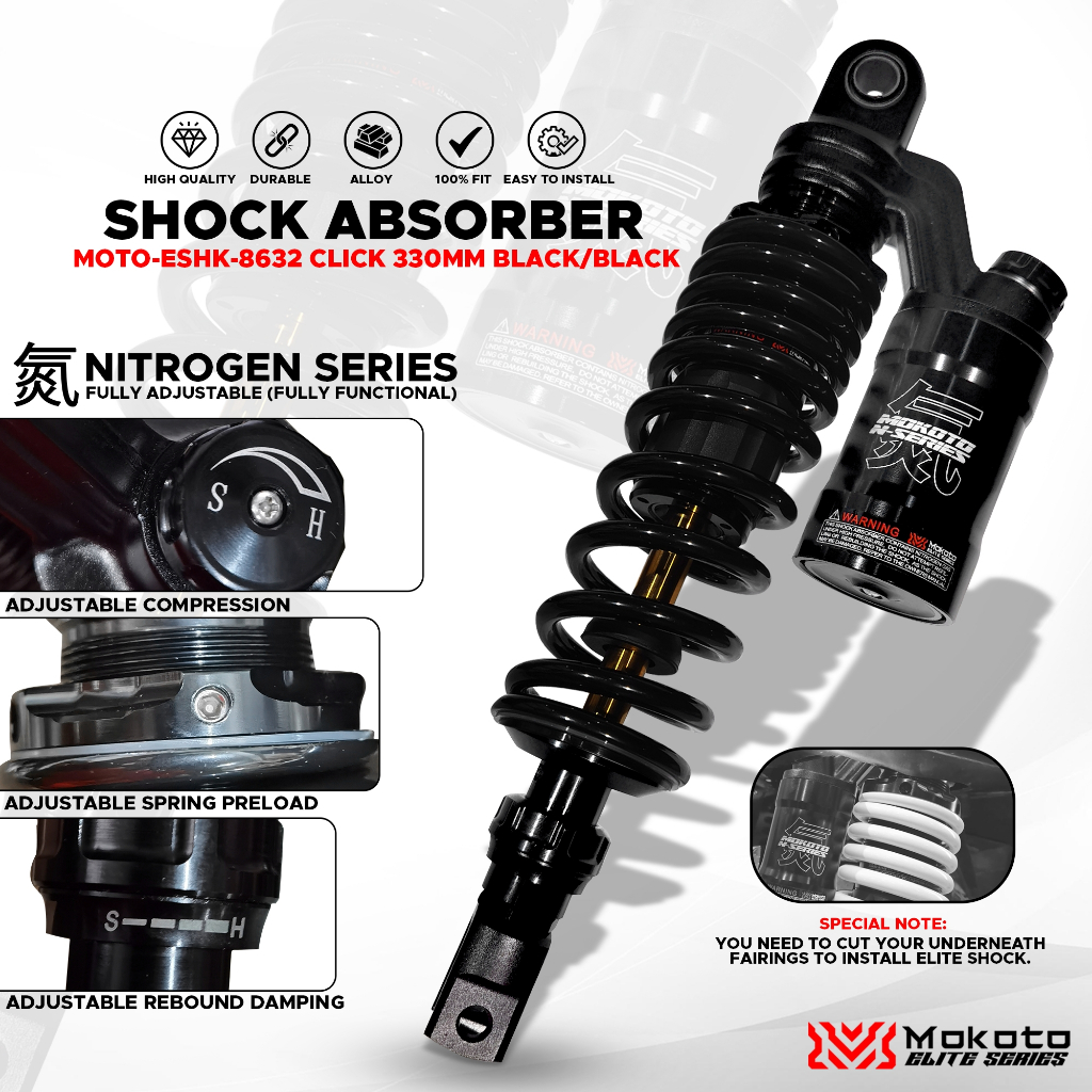 Mokoto Elite Series Honda Click V V Rear Shock Gas Absorber With Baso