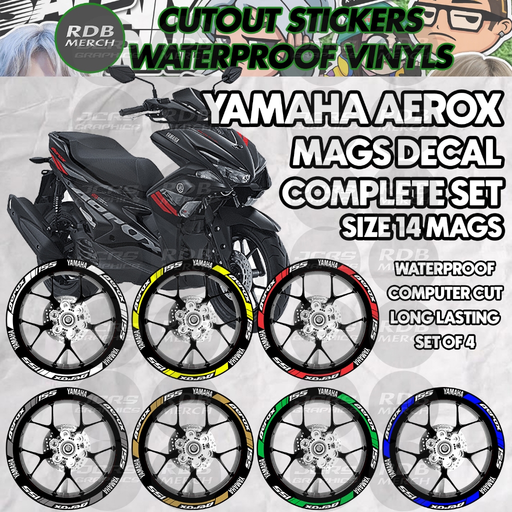 Yamaha Aerox Mags Sticker Decal Waterproof Rim Vinyl Cutout