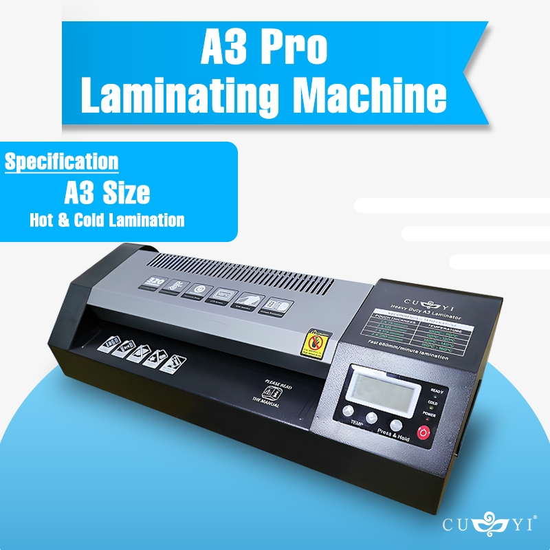 CUYI A4 A3 Size Laminator Hot Cold Reverse Function 220v Heavy Duty