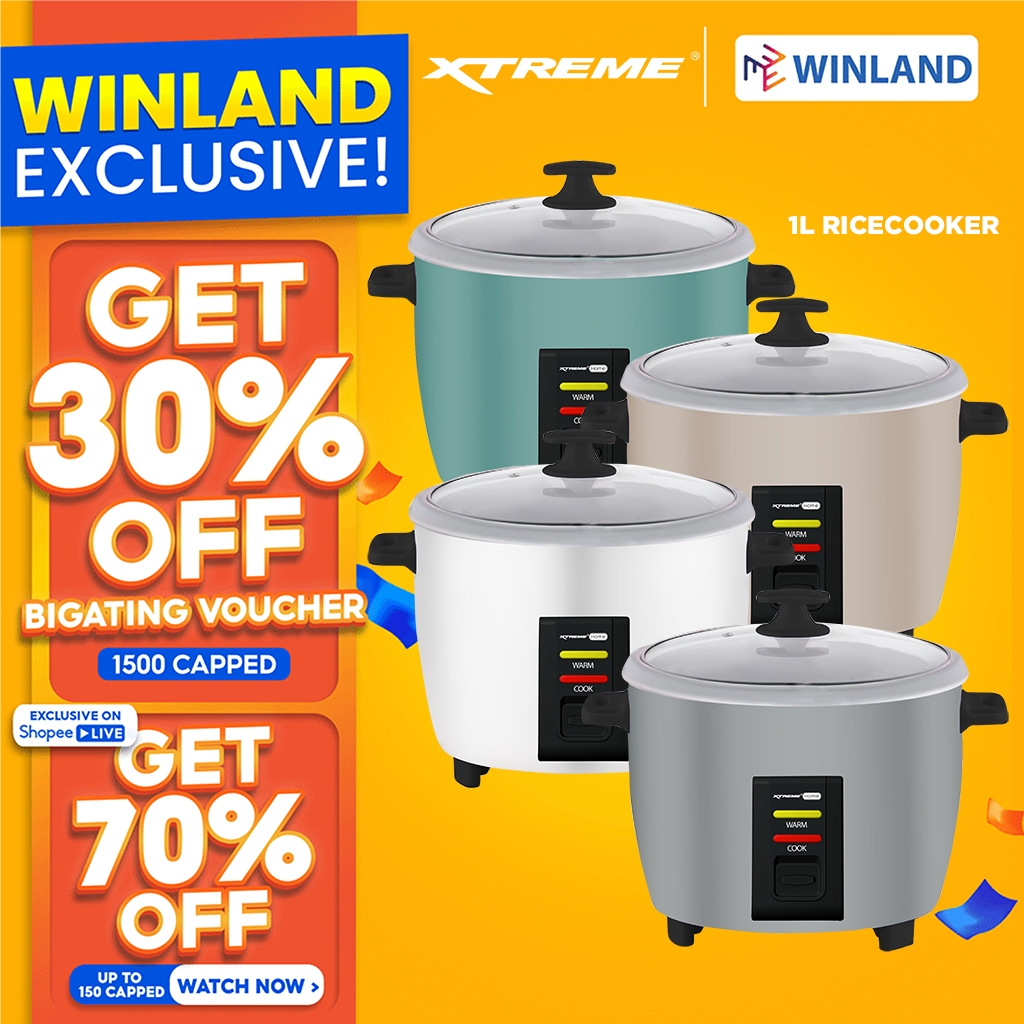 Xtreme By Winland HOME 1 0L Rice Cooker Metal Body Tempered Glass Lid