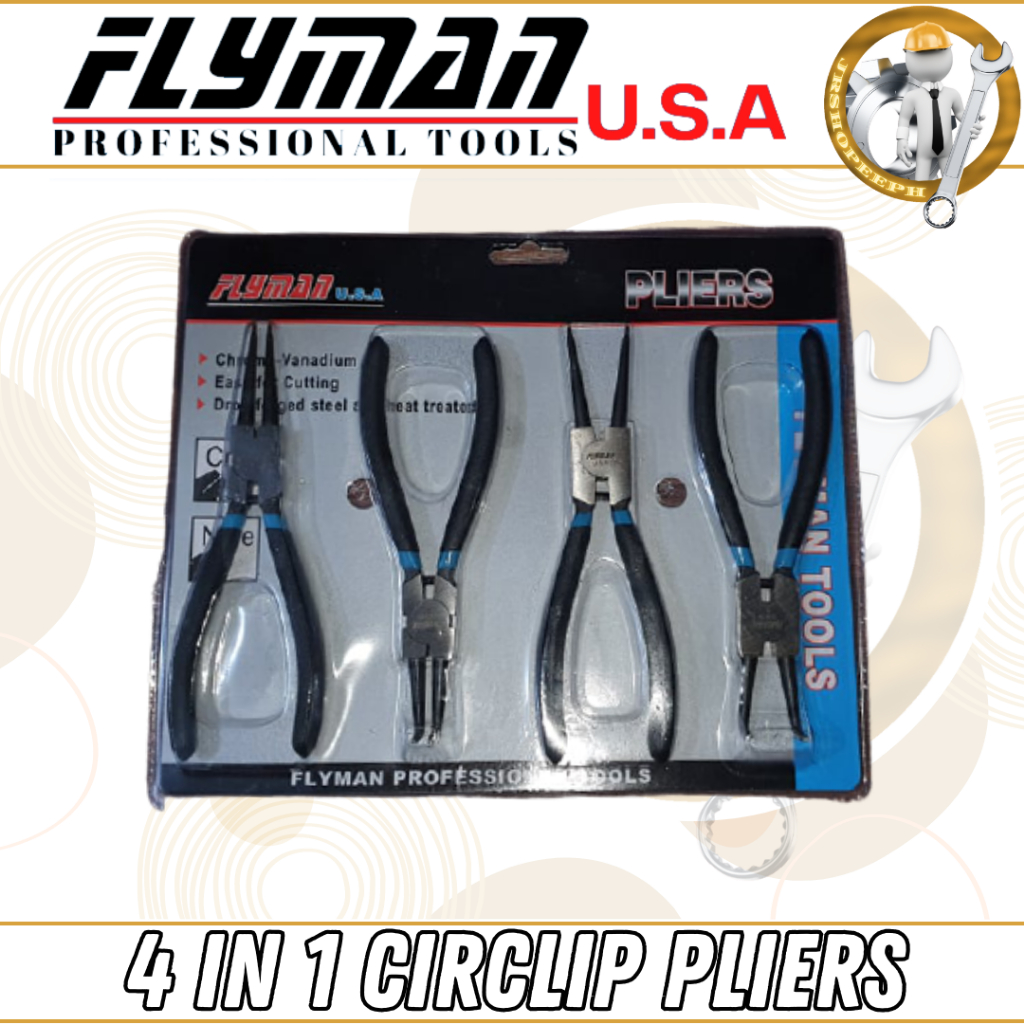 Jrshopeeph Flyman 4Pcs Circlip Plier Flyman Snap Ring Plier 4 In 1