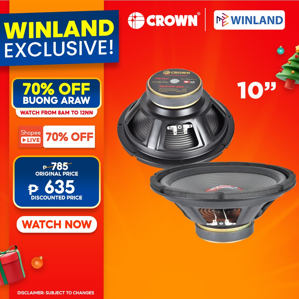 Crown By Winland 10inches Professional Round Woofer Speaker 180watts