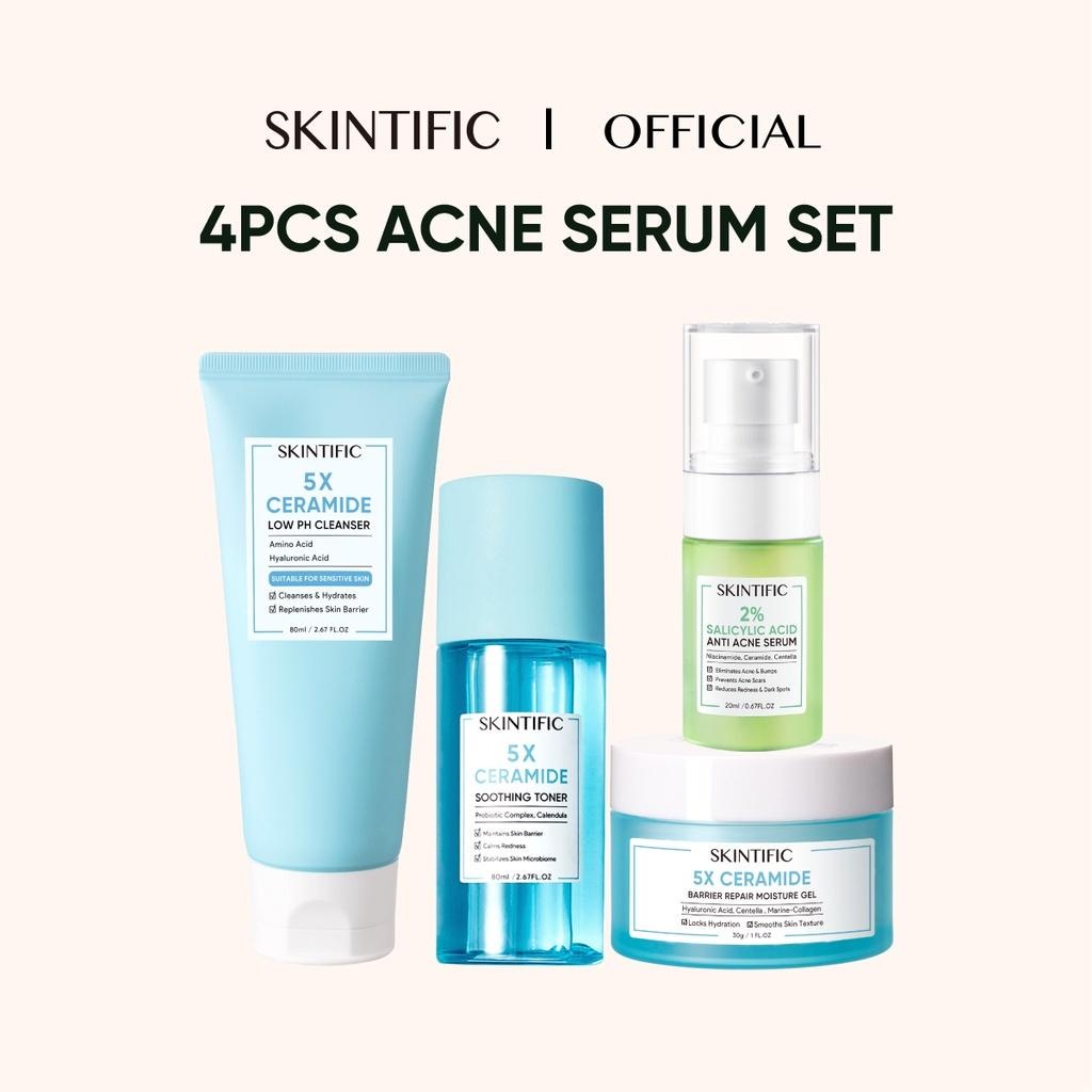 4PCSSKINTIFIC Skincare Paket Set With Serum Cleanser Barrier Moisture