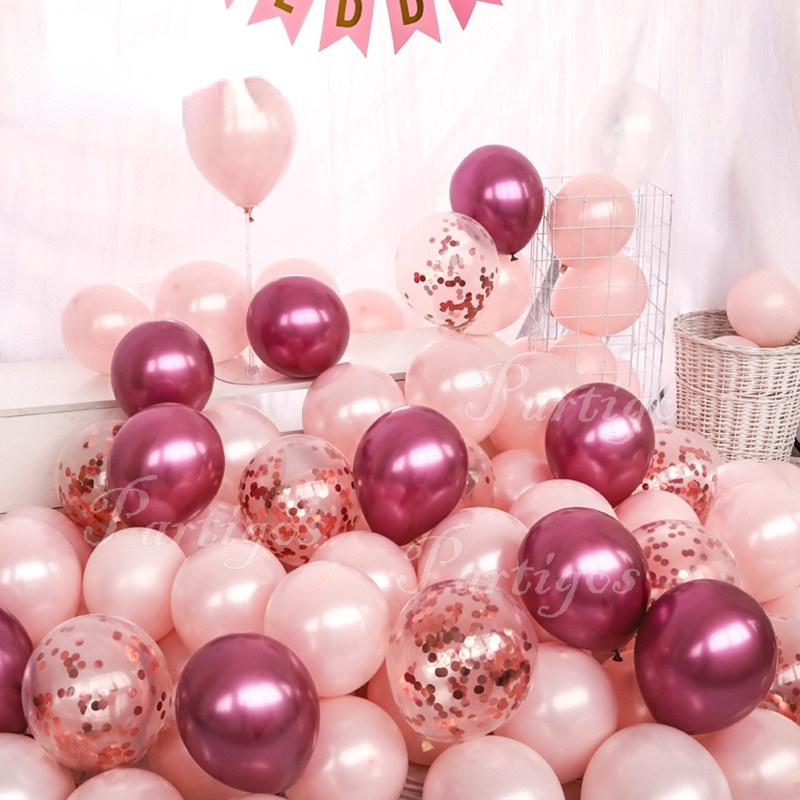 Pcs Pink Rose Gold Confetti Latex Balloon Birthday Party Baby Shower