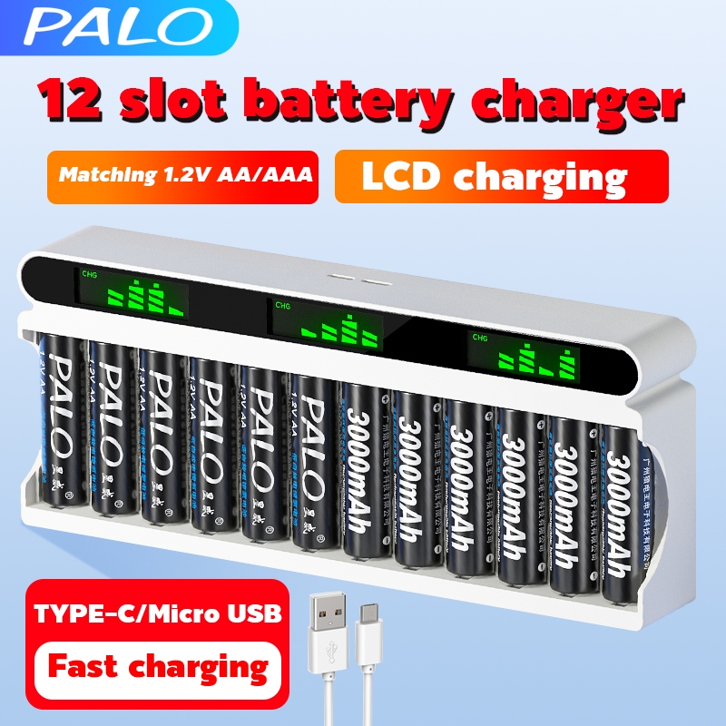 PALO 12 Slot LCD Battery Charger Matched With 1 2V AA AAA Shopee