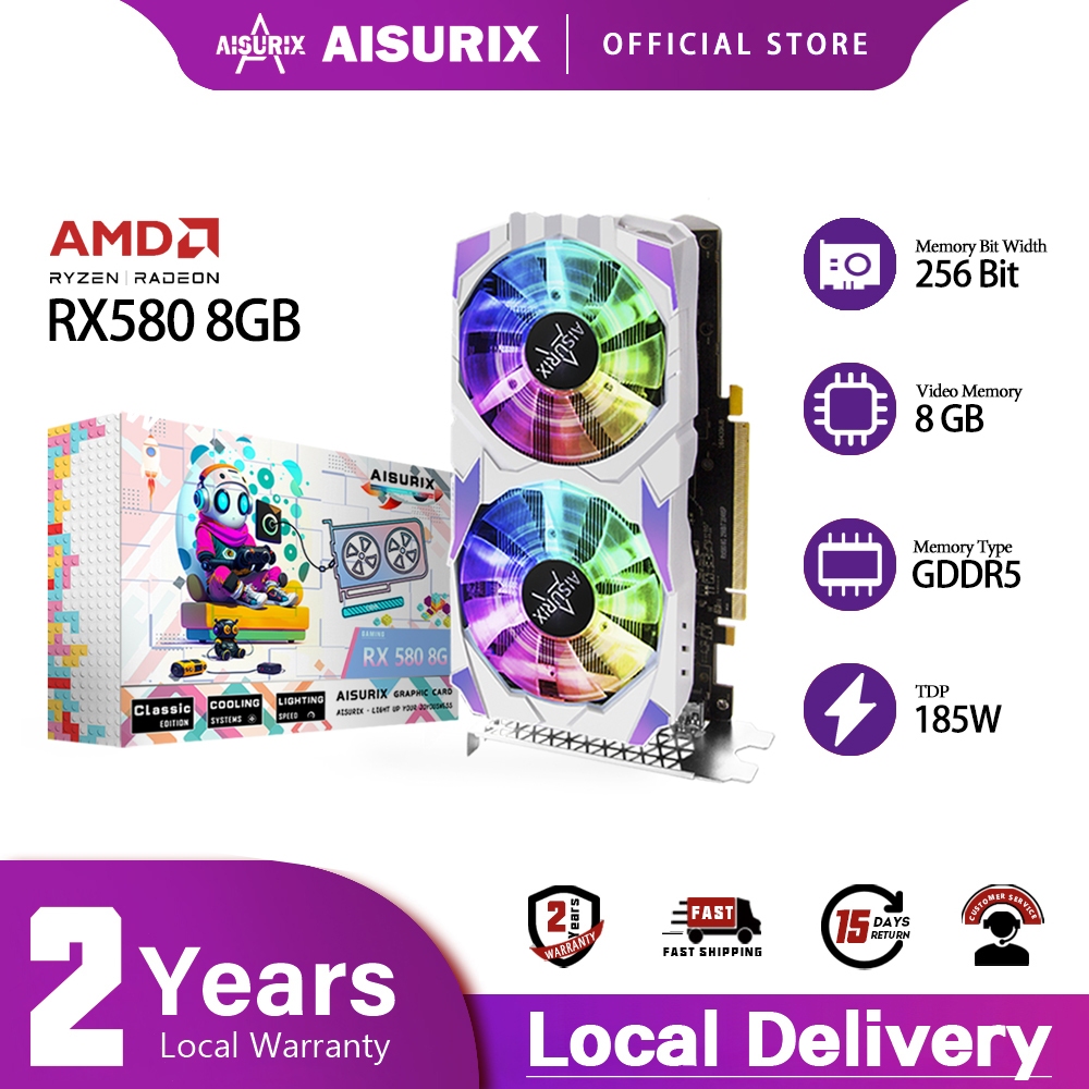 AISURIX Graphics Card RX 580 8GB GDDR5 256Bit 2084SP Computer GPU Video