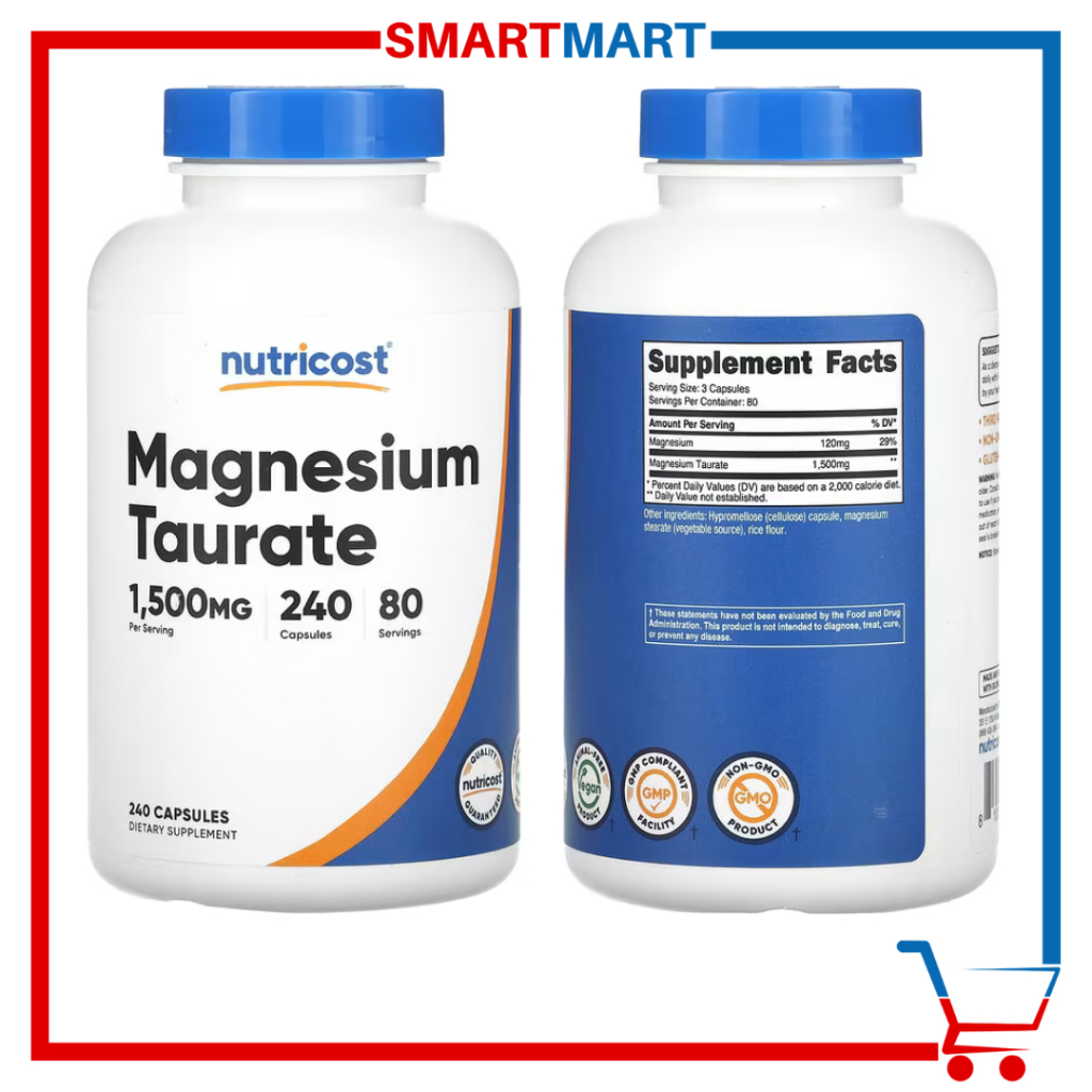 Nutricost Magnesium Taurate 1500 Mg 240 Capsules 500 Mg Capsule