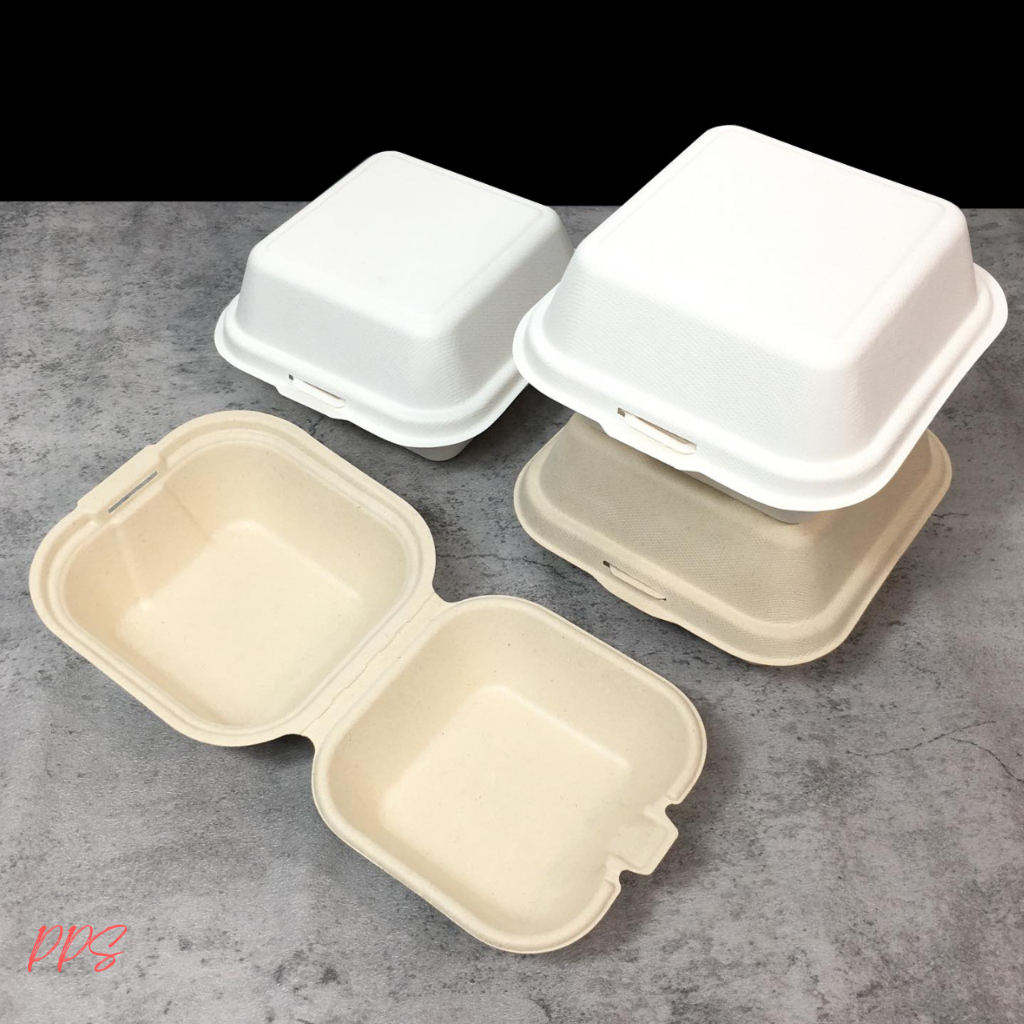 Pcs Bagasse Bento Clamshell Box Sugarcane Cake Box Burger Box