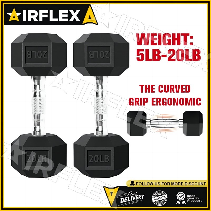 Rubberized Hex Dumbbell 5LBS 20LBS2PS Hexagon Dumbbells Shopee