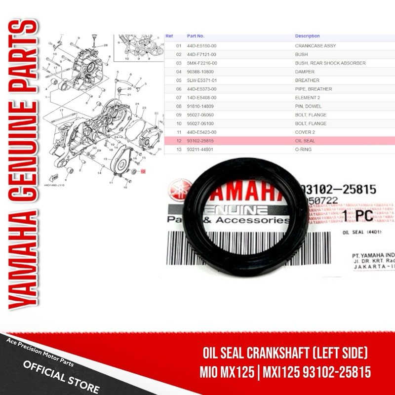 Oil Seal Crankshaft Left Side Mio Mxi Mx Carb