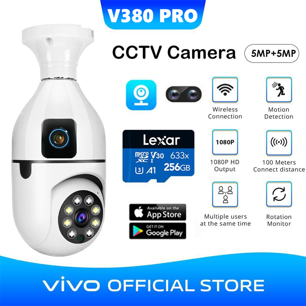 V380 Pro Dual CCTV HD Dual Lens CCTV Camera Rotatable 360 Automatic