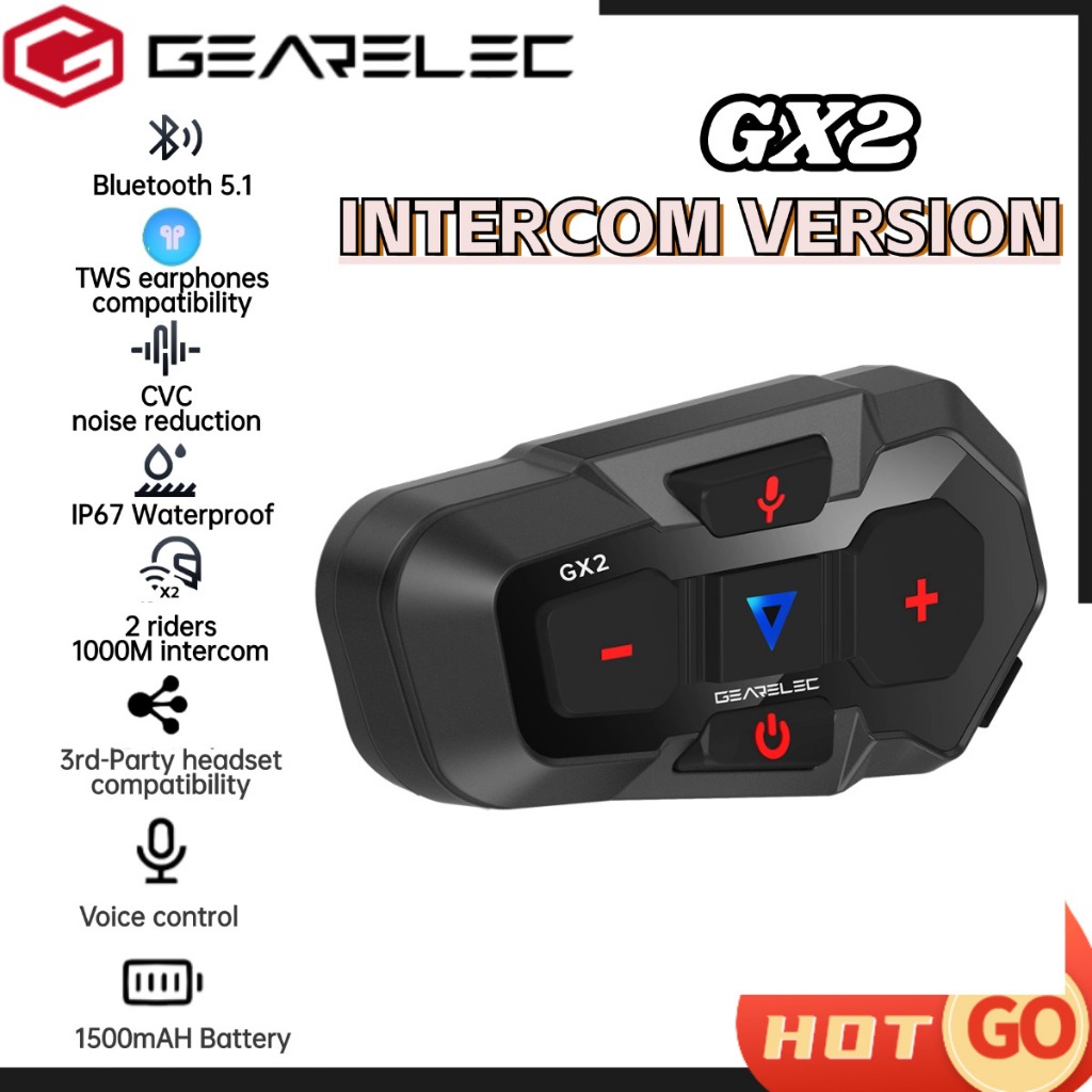 Gearelec Gx Motorcycle Helmet Intercom Headset For Riders M