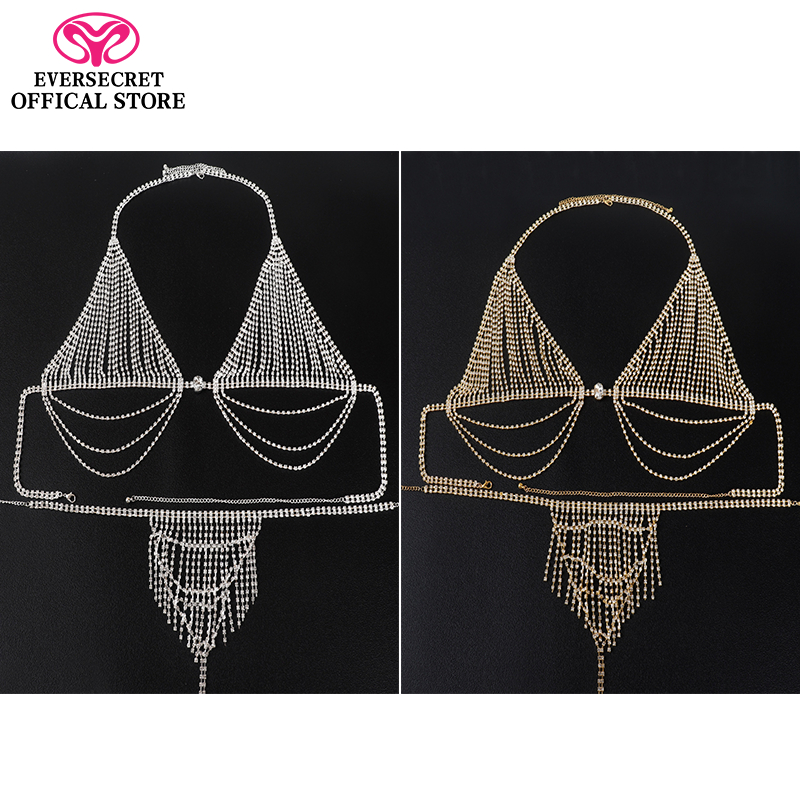 Sexy Nightclub Bikini Piercing Bling Rhinestone Waist Body Chain Set