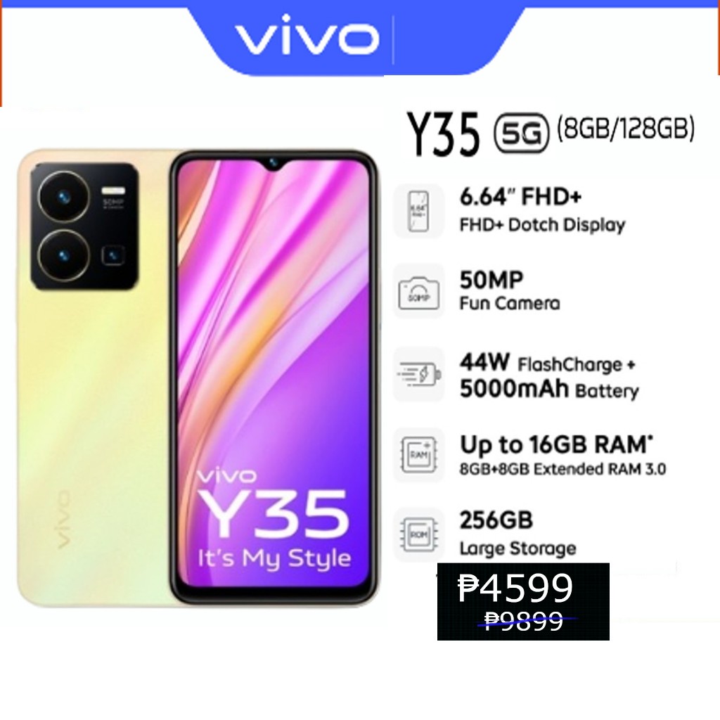 ORIGINAL VIVO Y35 5G 8GB RAM 256GB ROM Smartphone 33W FlashCharge