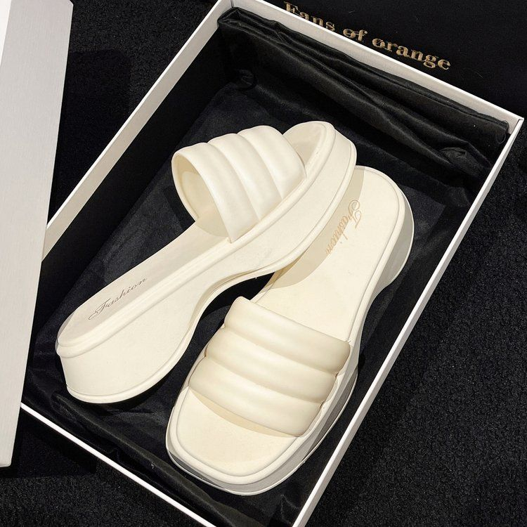 Thick Sole Casual Rubber Summer Muffin Slope Heel Slipper One Strap