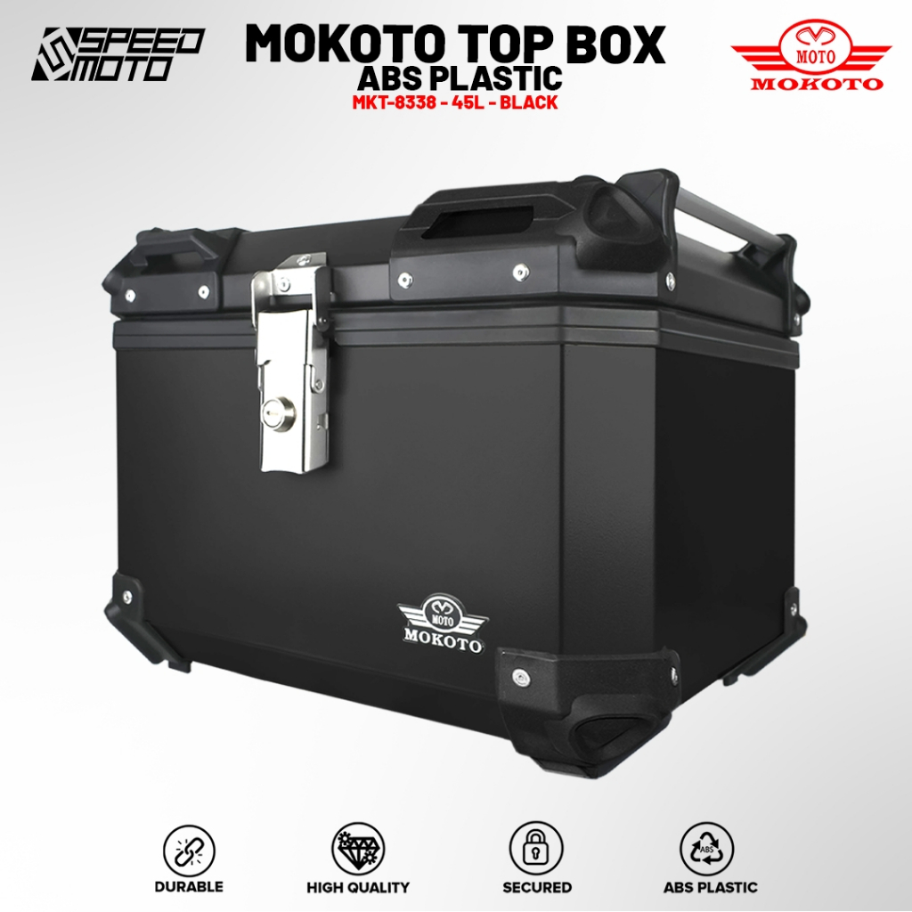 MOKOTO ABS PLASTIC TOP BOX 45L FOR MOTORCYCLE REAR TAIL BOX 45L