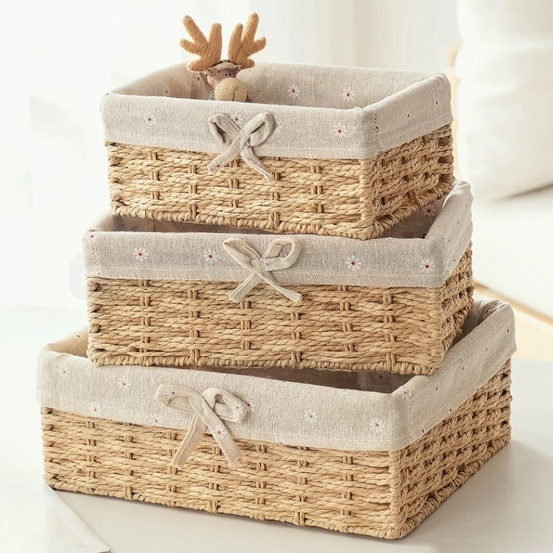 Nordic Rattan Storage Basket Hand Woven Storage Box Fruit Snacks