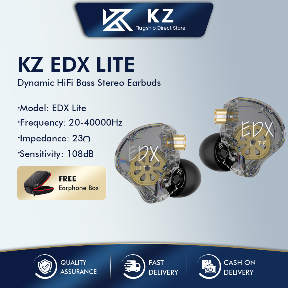 KZ EDX Lite Earphones Dynamic HiFi Bass Stereo Earbuds In Ear Monitor