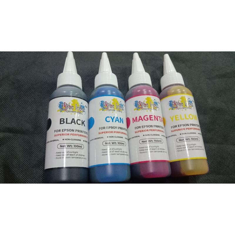 Elite Epson Premium Dye Ink 100ml Original Ink Black Cyan Magenta