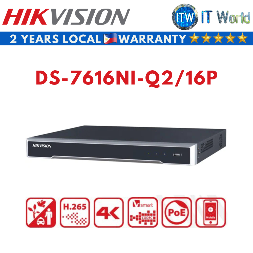 Itw Hikvision DS 7616NI Q2 16P 16 Channel 1U 16 PoE 4K NVR Shopee