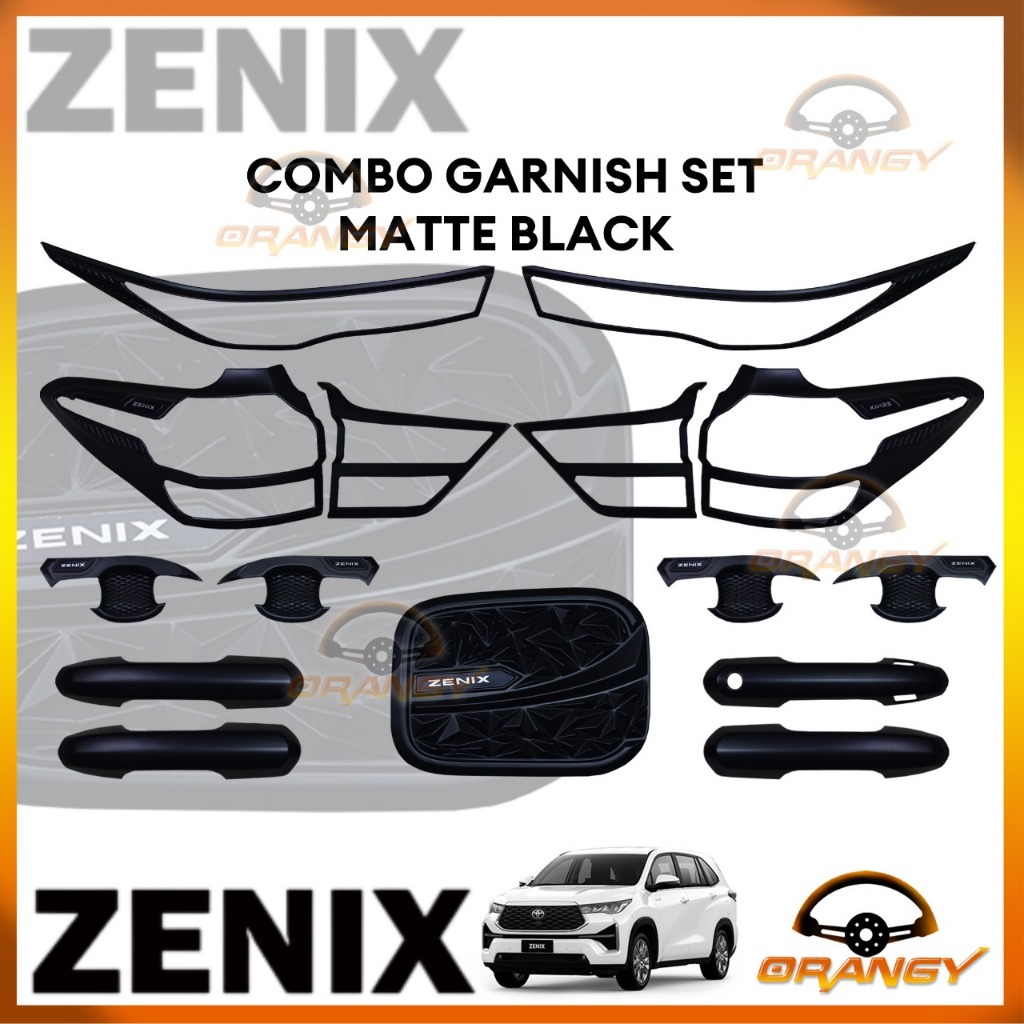 Toyota Innova ZENIX 2023 To 2024 Garnish Combo Set Cover Matte Black