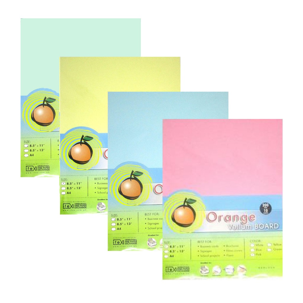 Orange Vellum Specialty Board Colored Gsm Size Short X