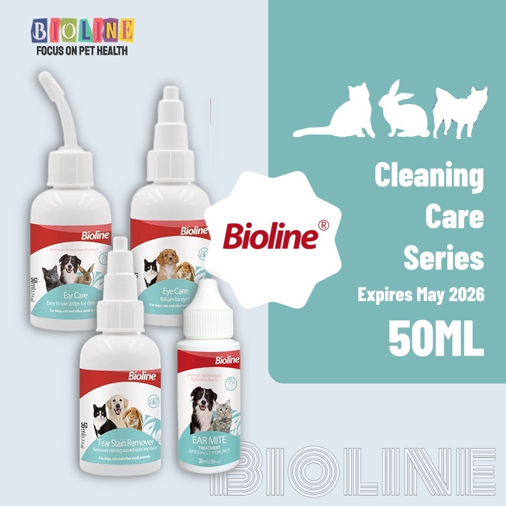 Bioline Ear Care Cleaner Drops Eye Care Ear Mites Tear Stain Nasal Pet