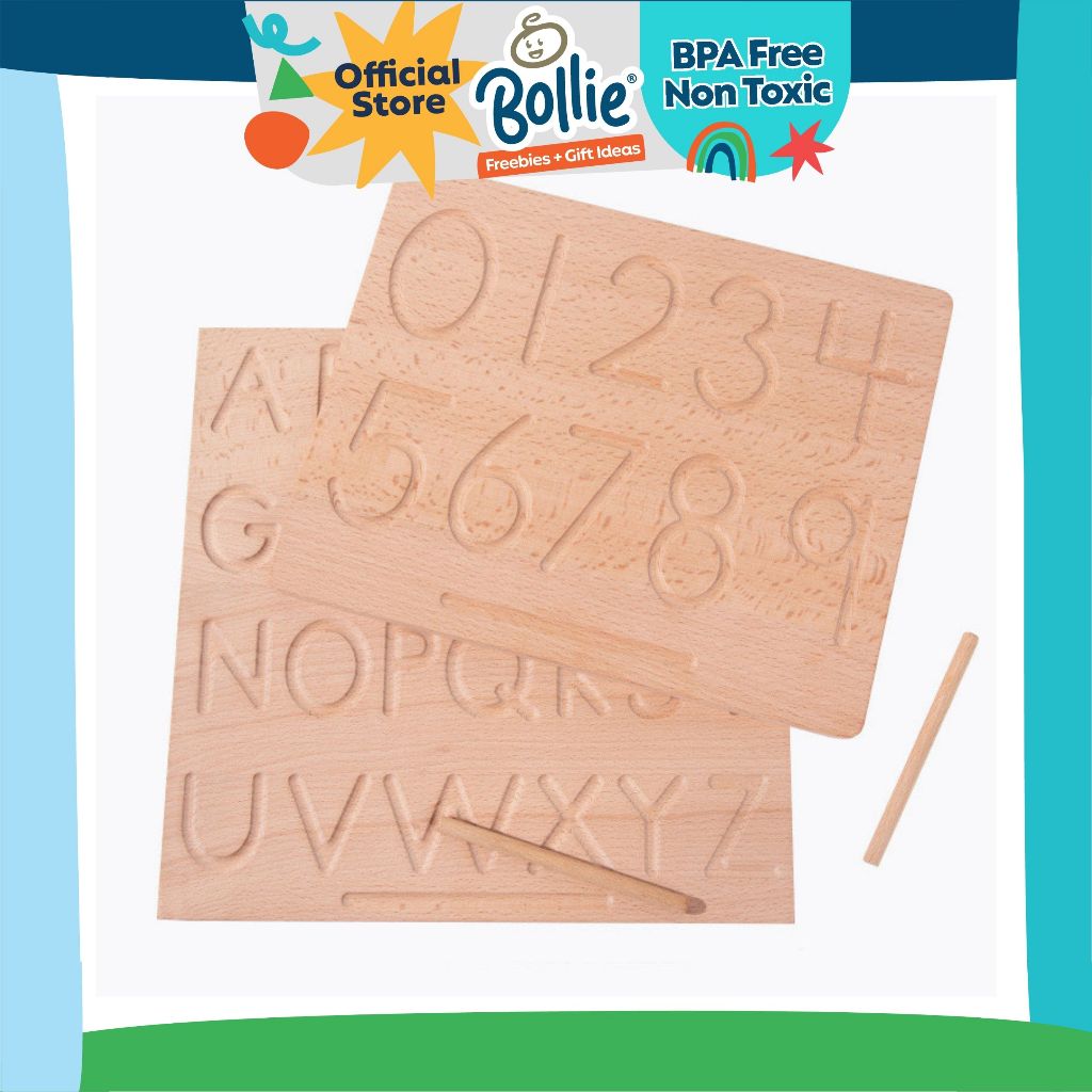 Bollie Baby Wooden Alphabet And Number Tracing Board Montessori