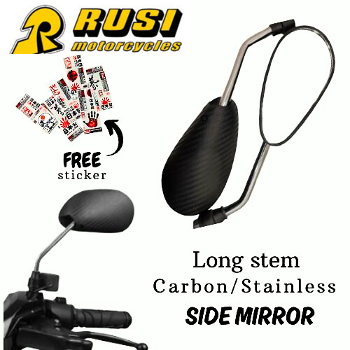 RUSI FLAIR 125 Motorcycle CARBON Side Mirror Long Stem Stainless 110mm