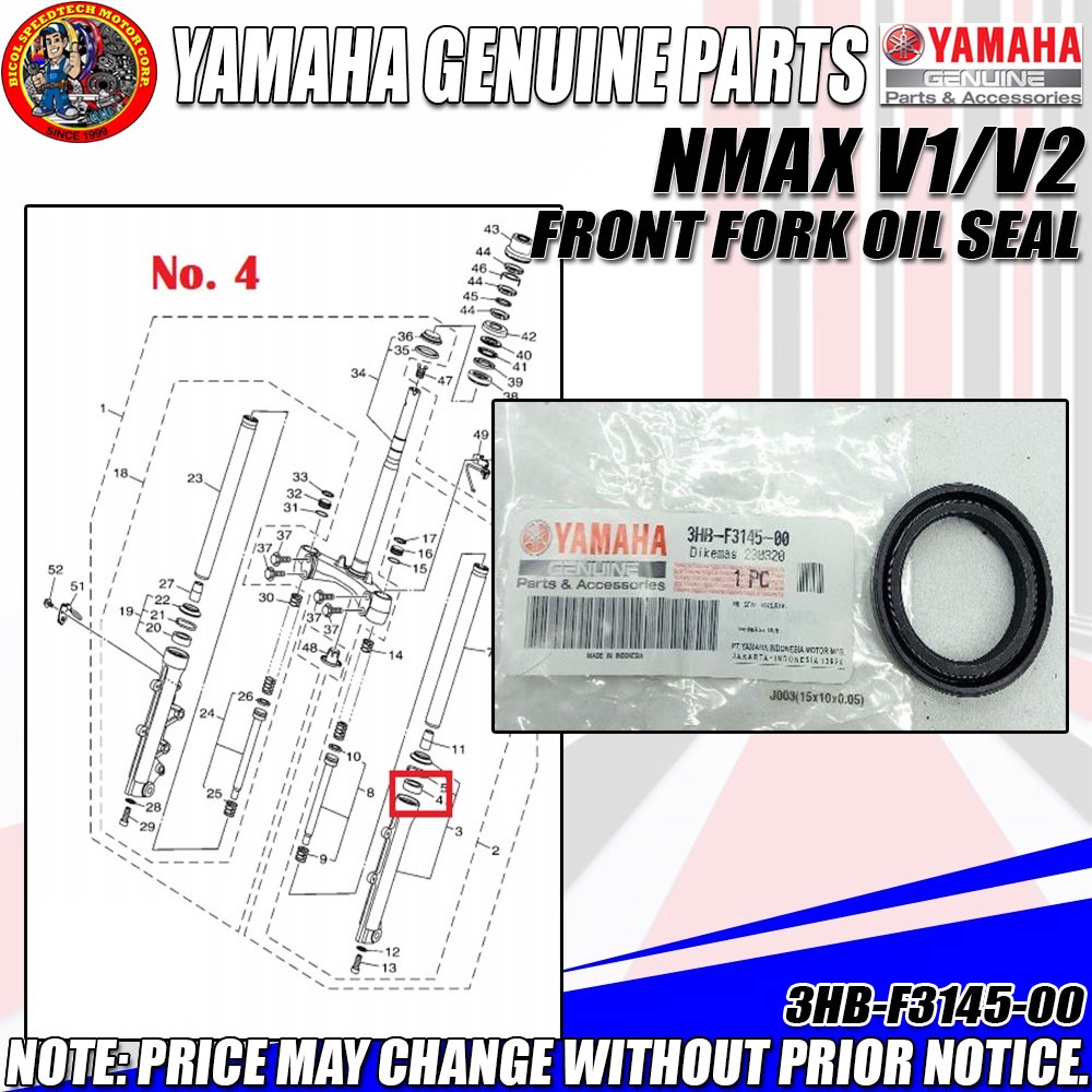 Nmax V V Front Fork Oil Seal Ygp Genuine Hb F Shopee