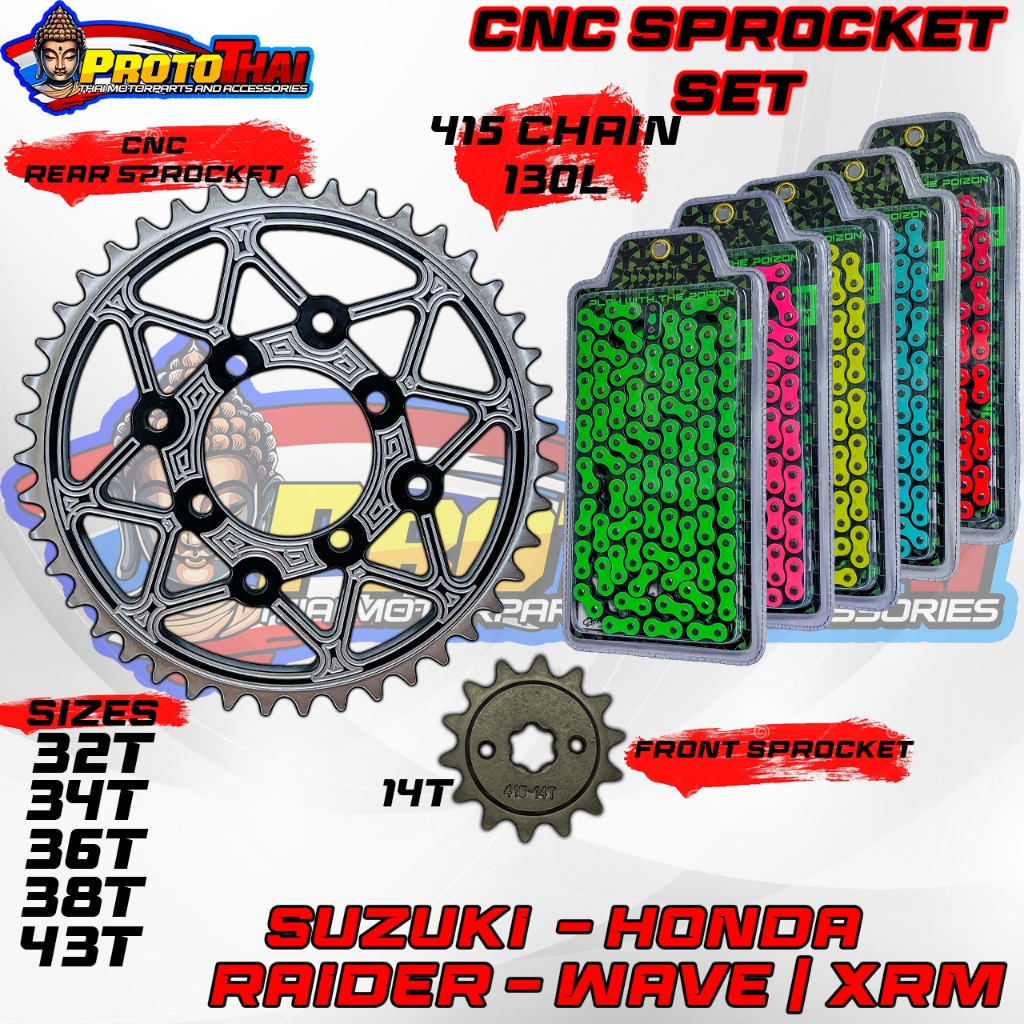 Cnc V Sprocket Set Wave Xrm Rs Raider T T T T T