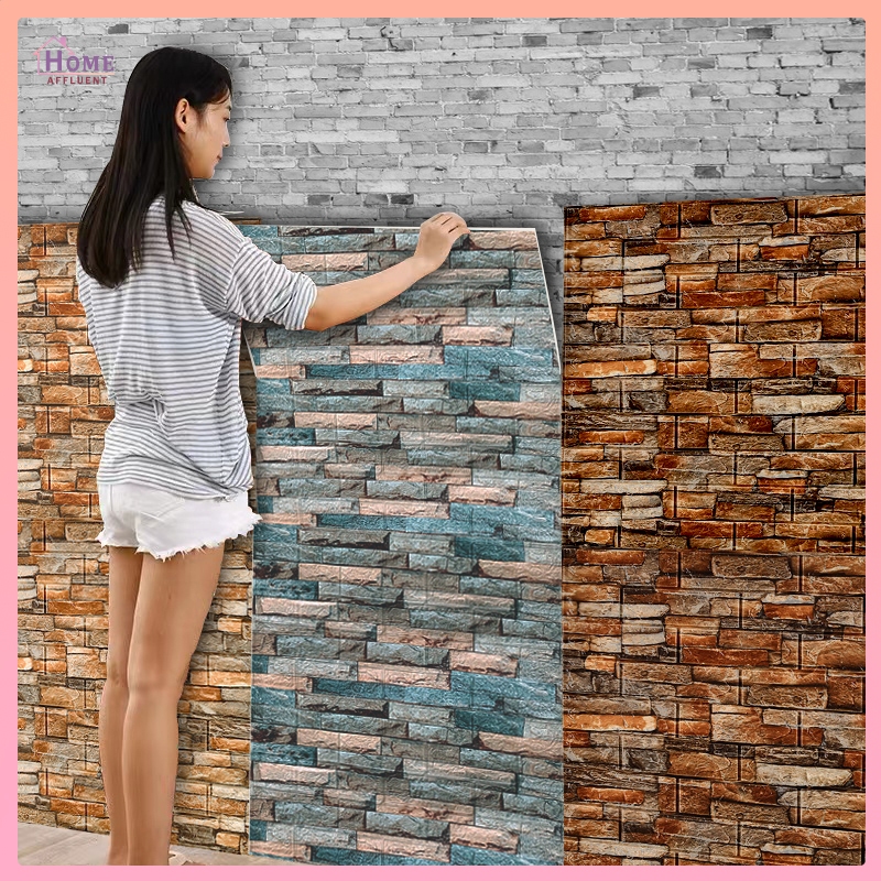 Big Size X Cm D Wallpaper Retro Style Foam Bricks Waterproof Self