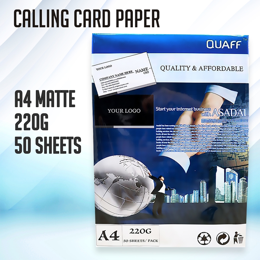 Quaff Calling Card Paper Double Sided Matte Glitter Cardstock Paper