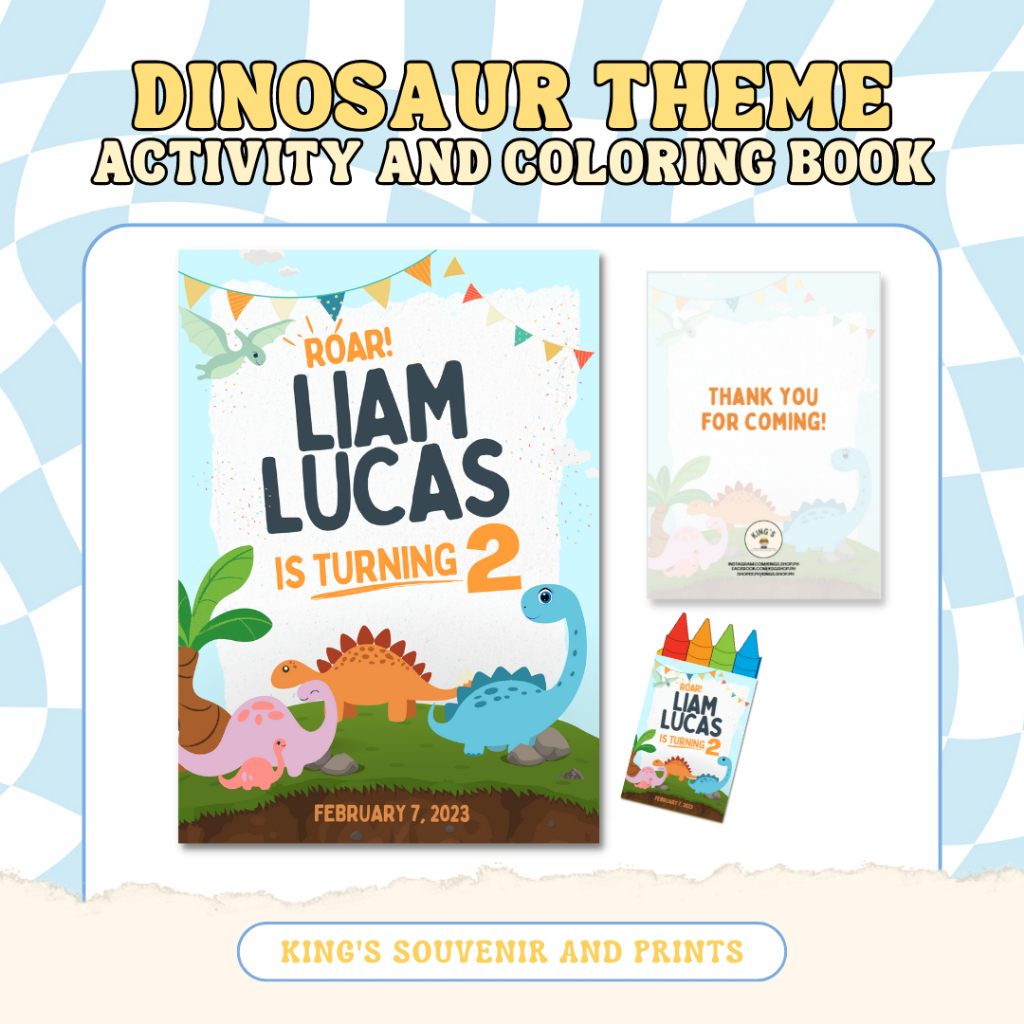 DINOSAUR THEME ACTIVITY COLORING BOOK Personalized Souvenirs Giveaways