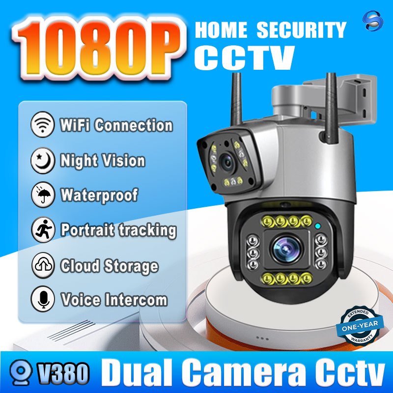 V380 Pro Outdoor Dual Camera CCTV Camera WiFi Connect To Cellphone