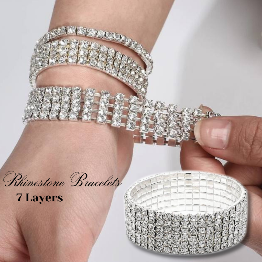 GnG Women S Fashion Elegant 7 Layer Rhinestone Stretch Bangle Bracelet