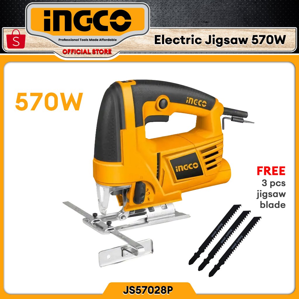 Ingco JS57028P Electric Jigsaw Jig Saw 570w With 3pcs Blades Shopee