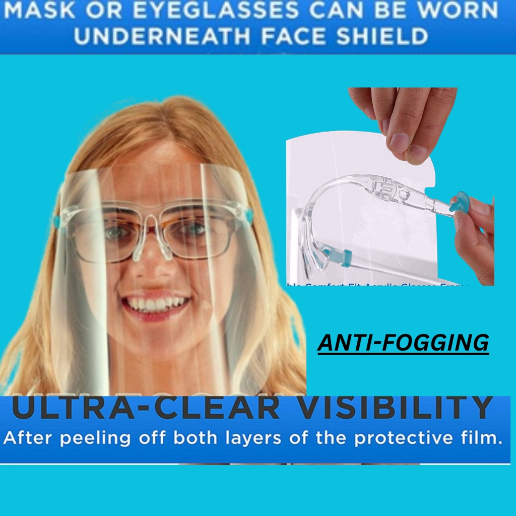 R D S World Safety Face Shields With Glasses Frames Ultra Clear