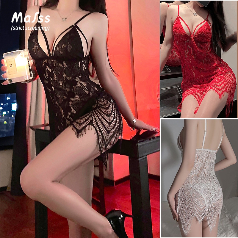 Mafss Sexy Lingerie Black Sexy Sleepwear Adjustable Lace Erotic Pajamas