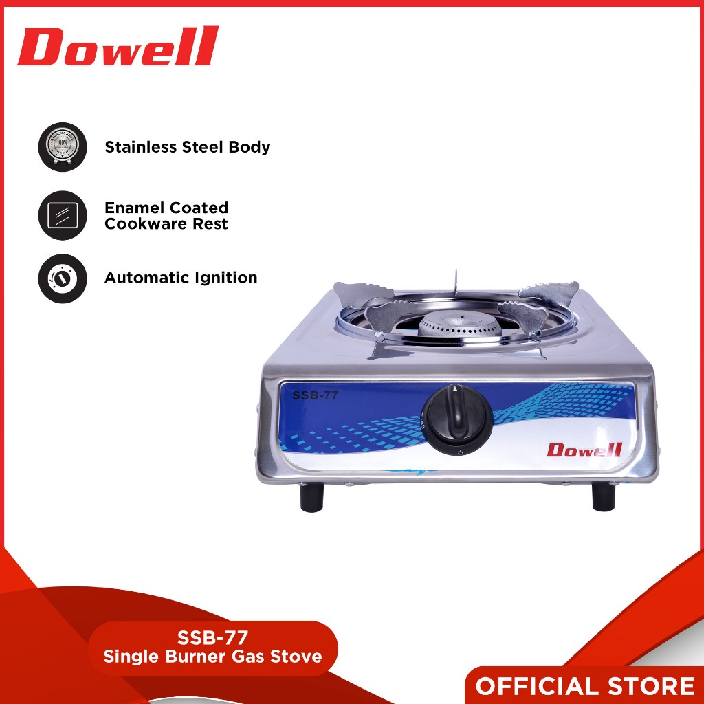 Dowell SSB 77 Single Burner Gas Stove Stainless Body Automatic Ignition