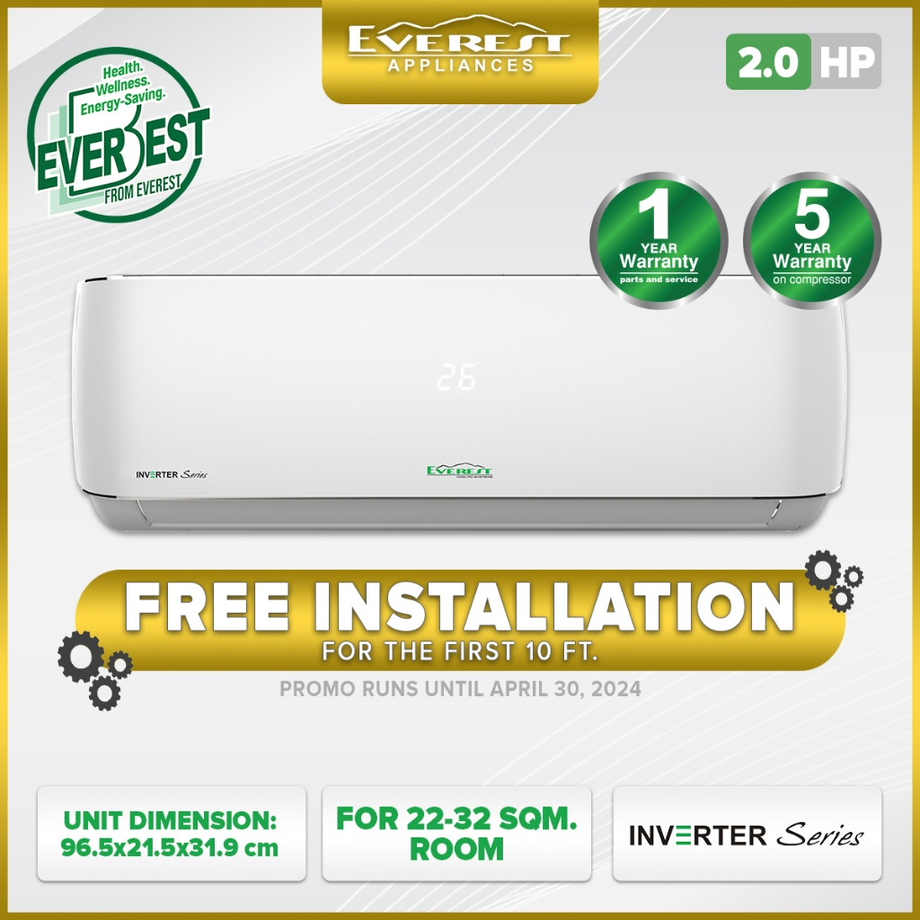 EVEREST Etiv20bstr3 Hf Inverter Split Type Aircon With Remote 2 0 HP