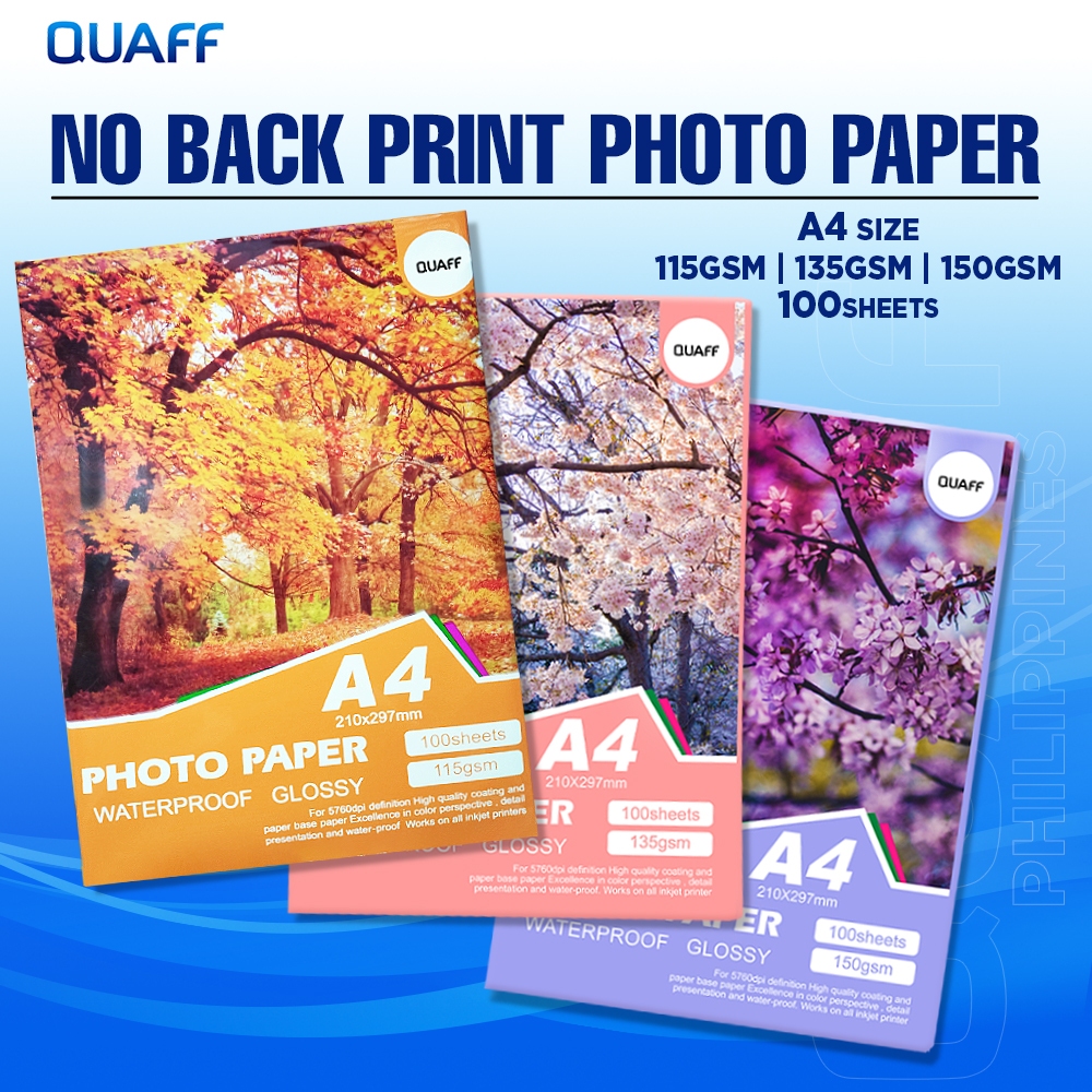 QUAFF No Back Print Glossy Inkjet Photo Paper A4 Size 115gsm 135gsm