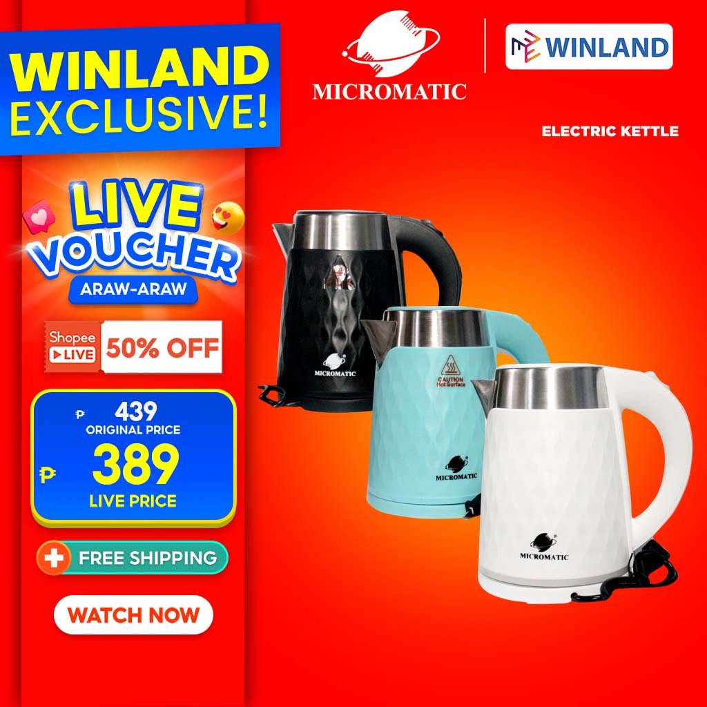 Micromatic By Winland Stainless Steel Cordless Electric Kettle Water