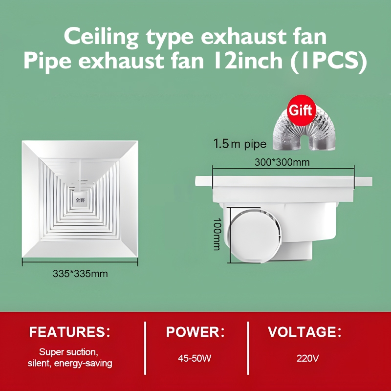 Exhaust Fan Ceiling Mute Large Suction Louver Ventilation Kitchen