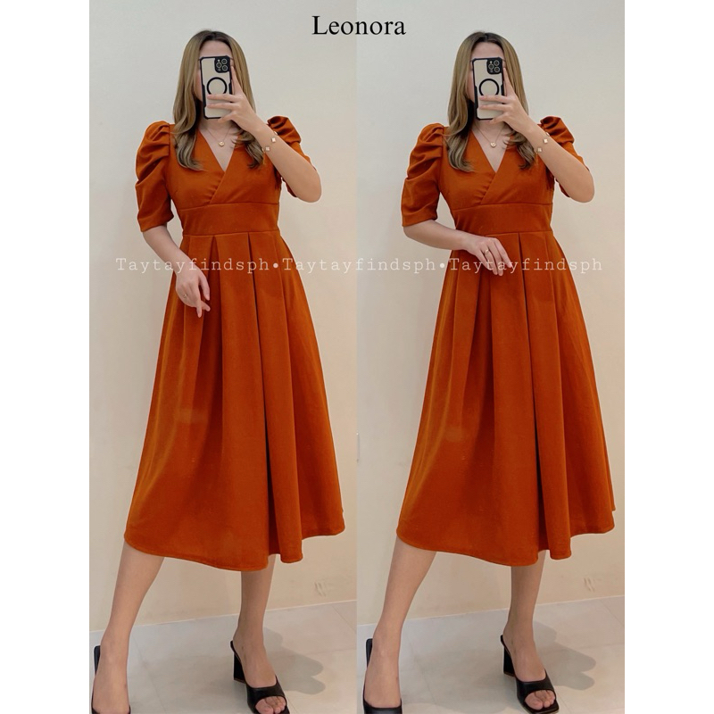 Leonora Flits Puff Sleeve Overlap Plain Dress Taytayfindsph Shopee