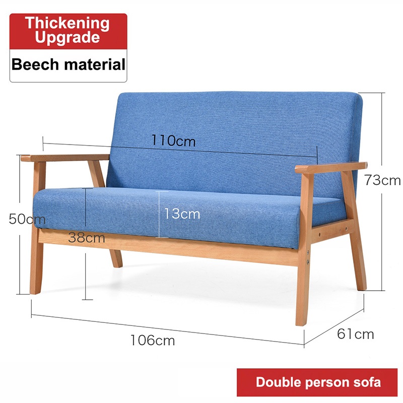 Sofa Chair 65 115 140CM 1 3 Seaters Solid Wood Soft Nordic Sofa Bed