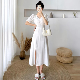 Midi Summer Korean White Dress For Women Dress Plus Size Long Dresses