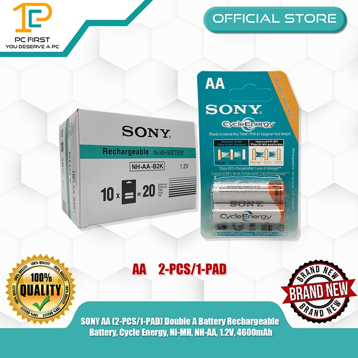 SONY AA 2 PCS 1 PAD Double A Battery Rechargeable Battery Cycle